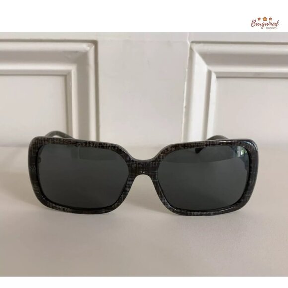 Authentic CHANEL Black/Gray Lace Frame Gray Lenses Rectangle Sunglasses 5175